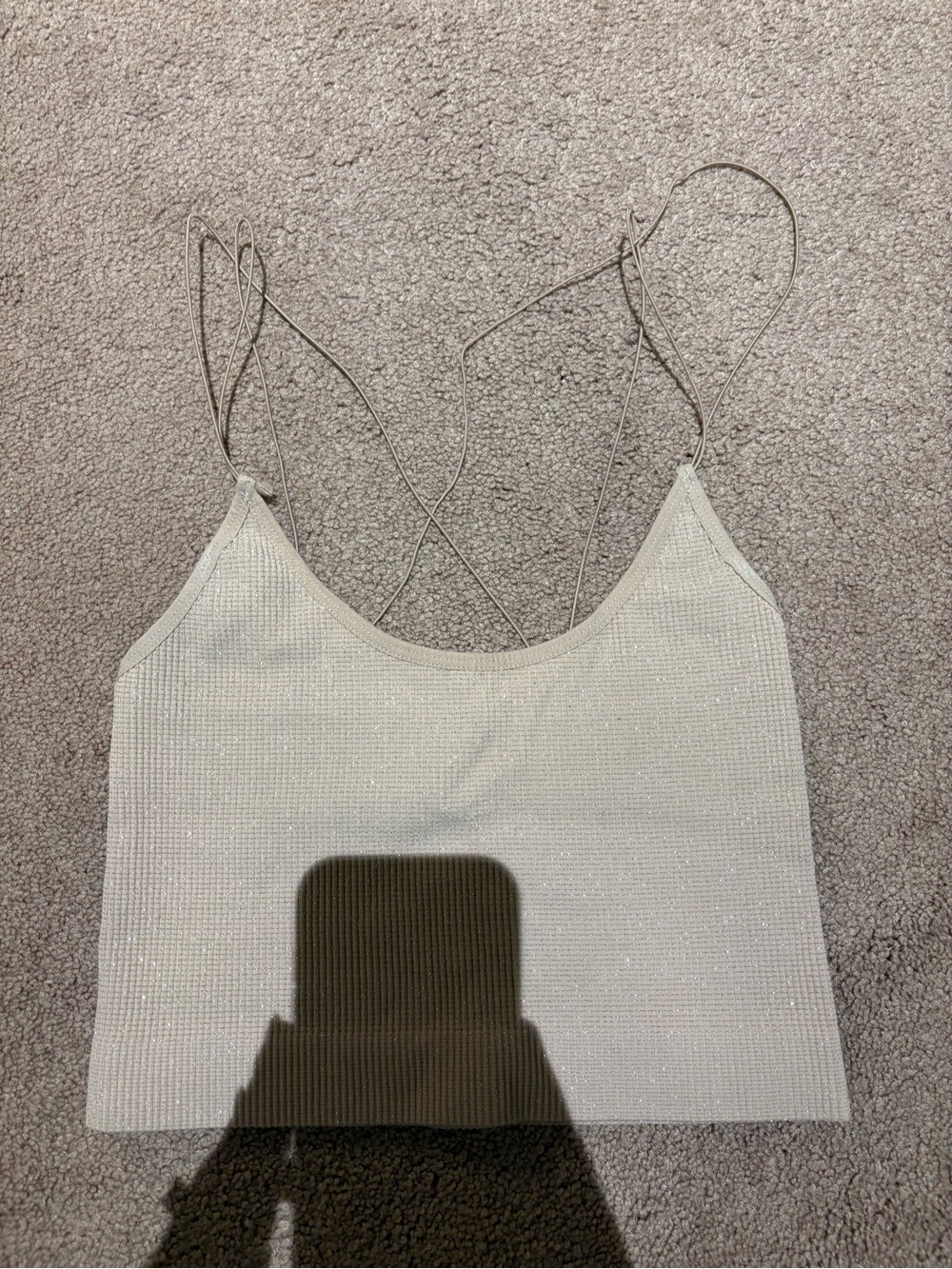 Urban outfitters Shimmery Cream Strappy Crop Tank Top size medium